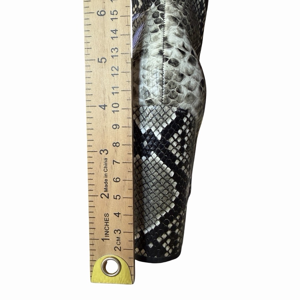 Knee High Snakeskin Print Boots Sz 6.5 Edgy Rocker Black Gray Mattison Glam Rock - Picture 7 of 10